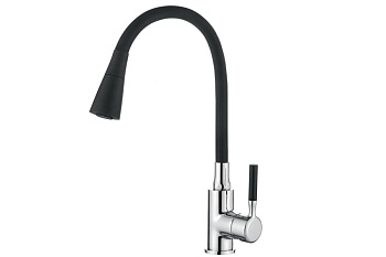 Смеситель L4199-2 для кухни с черным силик. изливом (латунь) LEDEME