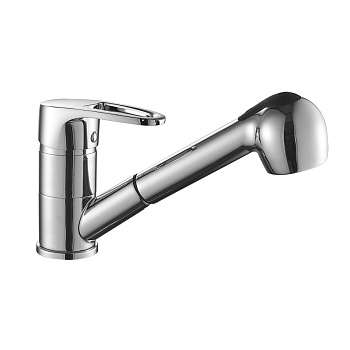 Смеситель DR70023 одноручный для кухни с вытяжным изливом , хром DECOROOM