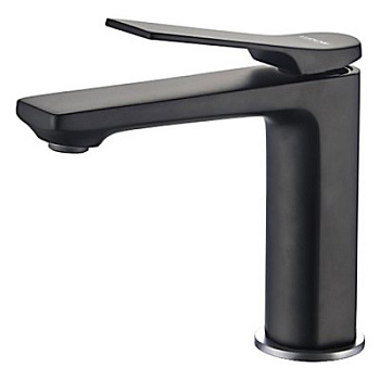 Смеситель L1075B для умывальника с гайкой, шаровый, черный латунь LEDEME