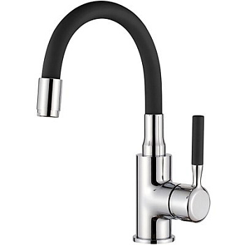 Смеситель L1399-2 для умывальника латунь силиконовый под гайку (черный) LEDEME 