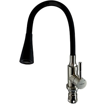 Смеситель L74199-2 для кухни с черным силиконовым изливом (нерж) LEDEME
