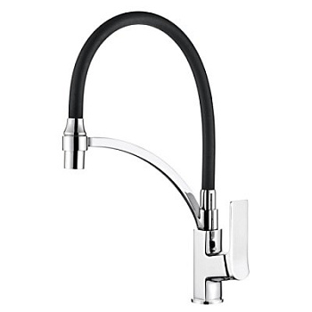 Смеситель L4075-2 для кухни с черным силиконовым изливом (латунь) LEDEME