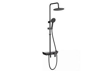 Смеситель для ванны с верхней душевой лейкой Троп. дождь, 4-функц. лейка, пов. излив, 
