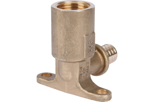 Угольник настенный с длинным патрубком 16-Rp 1/2" для труб из сшитого полиэтилена аксиальный