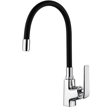 Смеситель L4074-2 для кухни с черным силиконовым изливом (латунь) LEDEME