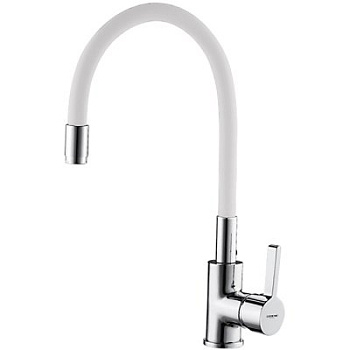 Смеситель L4898-3 для кухни с силиконовым изливом (белый) LEDEME 