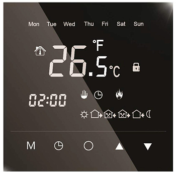 Термостат TT02/HT18H3 Mirror Black (черный, программируемый, сенсорный) зеркальный