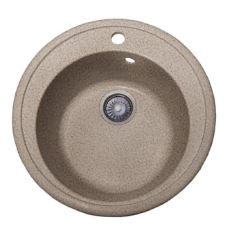 Мойка мрамор FOSTO КМД 51 К SGA-300 круглая+одинарный сифон (песочный пляж)