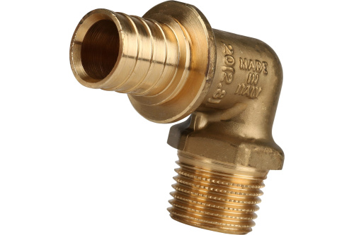 Угольник с наружной резьбой 20xR 1/2" для труб из сшитого полиэтилена аксиальный STOUT 