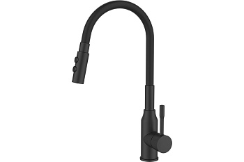 Смеситель M01BL2FM05 для кухни с гибким изливом и душевой насадкой, черный мат. Meal  Milardo  IDDIS