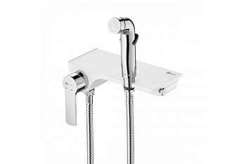 Смеситель LM7168СW СОЛО настенный с гигиенич душем хром/бел LEMARK