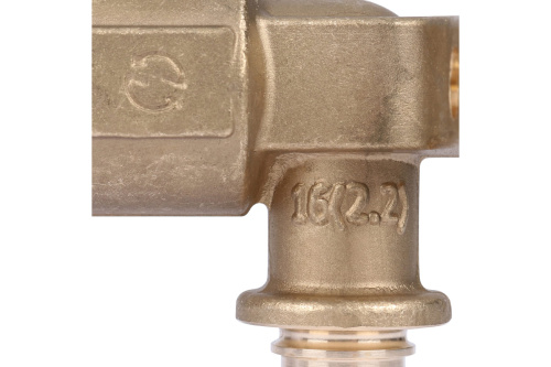 Угольник настенный с длинным патрубком 16-Rp 1/2" для труб из сшитого полиэтилена аксиальный