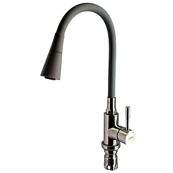 Смеситель L74199-9 для кухни с серым силиконовым изливом (нерж) LEDEME