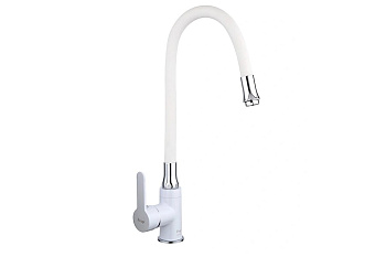 Смеситель F4041 (белый/хром, кухня ,гибкий излив) FRAP