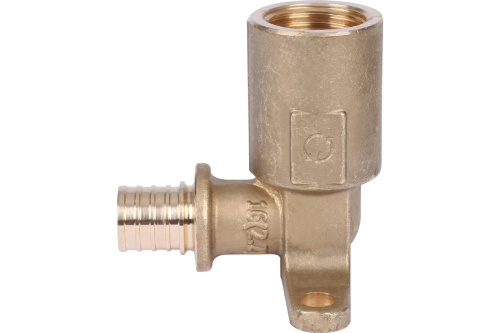 Угольник настенный с длинным патрубком 16-Rp 1/2" для труб из сшитого полиэтилена аксиальный