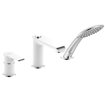 Смеситель одноруч. (40мм) W40-39 на борт ванны на 3 отвер.хром/бел ROSSINKA